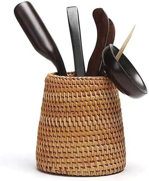 Vietnamese Rattan Pen Holder Decoration Tea Ceremony Six Gentleman Accessories Tea Set With Stationery Makeup Storage Container image 5