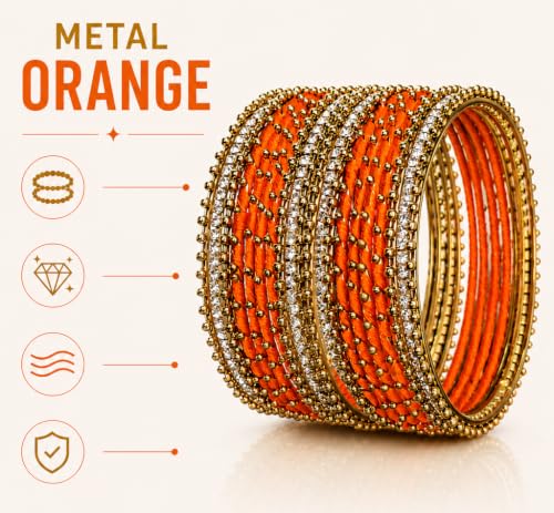 Image of NMII Non-Precious Metal with Base Metal and Zircon Gemstone Studded Ball Chain Linked Glossy Finished Silk thread Bangle set for Women and Girls