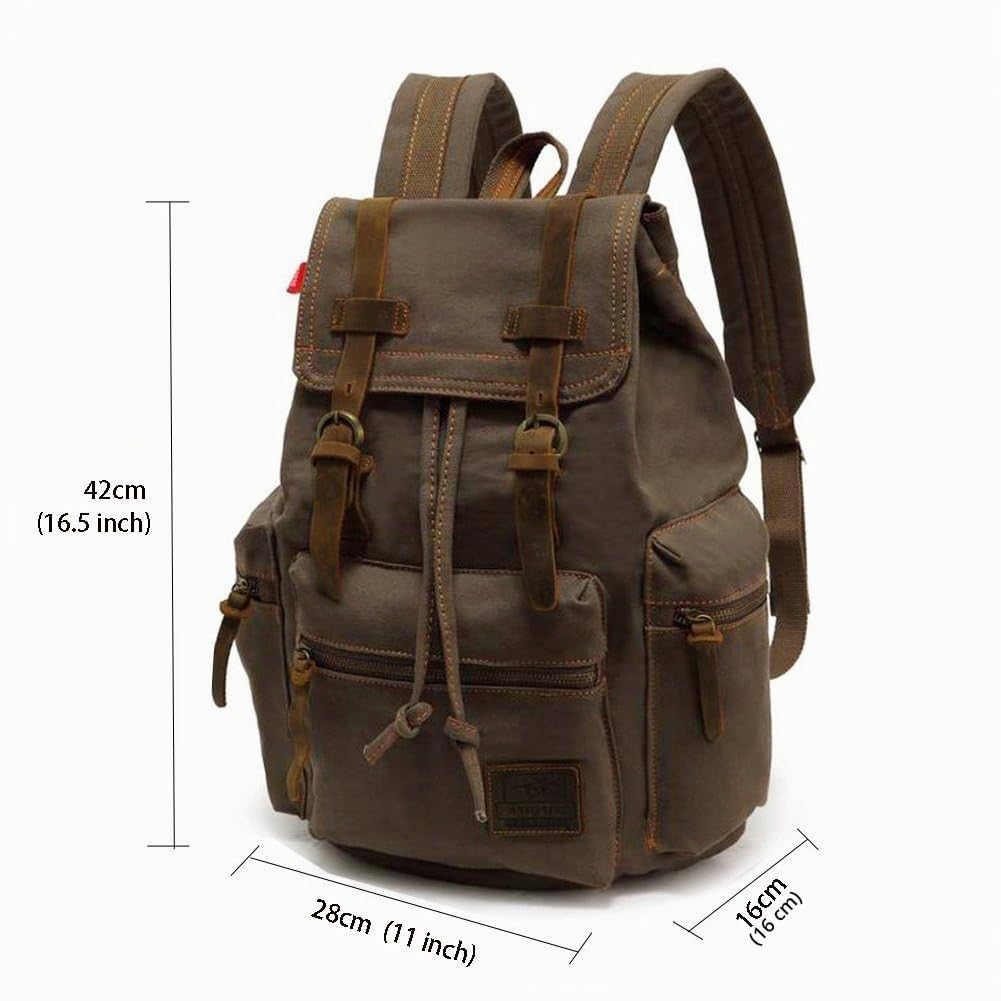 Autumndeer Sac à Dos Décontracté Unisexe en Cuir et Toile - Sac à Bandoulière en Plein Air