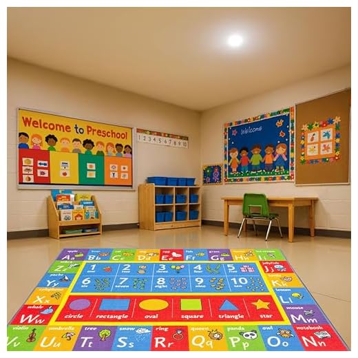 KC CUBS ABC Alphabet, Numbers and Shapes Educational Learning & Fun Game Play Area Non Slip Boy & Girl Kids Rug Carpet for Children Bedroom, Toddler Classroom & Baby Playroom Mat, Playtime Activity