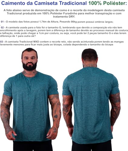 Camiseta Tradicional MXD Conceito Dry Fit 100% Poliéster Rajado Furadinho e Liso (GG, Azul Turquesa)