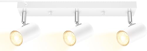AUQUEE Kit de iluminación de riel de 3 luces, foco de techo flexible de 3 vías, luz de pared LED industrial para gabinete de cocina, galería, bar,