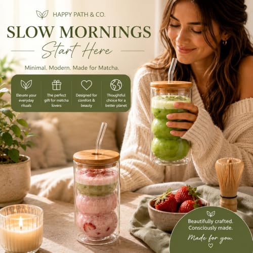 Vasos de burbujas contra salpicaduras para café y matcha con tapas protectoras y cepillo 8
