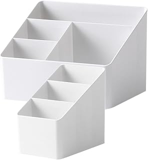 ABS Desk Organizer Box with Multiple Compartments 2pcs White