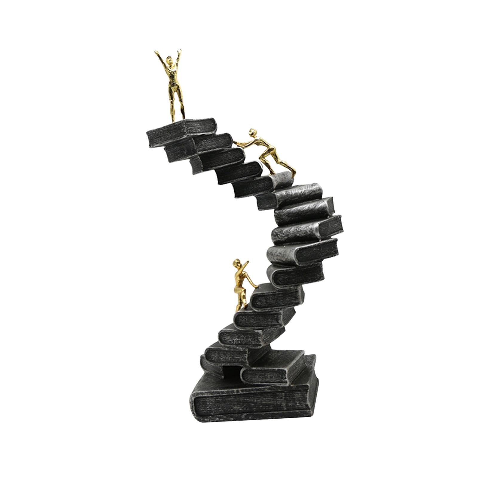 Denker Figur, Kletternde Buchleiter Statue für Heimdekorationsstudio