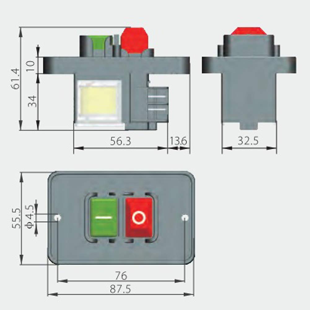 KEDU KJD12 250V 16(12) A 4 Broches Interrupteur électromagnétique industriel étanches ON OFF Interrupteurs à Bouton-poussoir d'arrêt d'urgence pour Équipement de Machine-outil de Travail du Bois