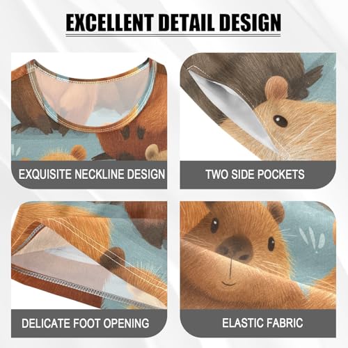 Pajama Short Sets Cute Brown Animal Pattern Soft Cotton Summer Sleepwear 2 Piece PJS Size 5-14T3