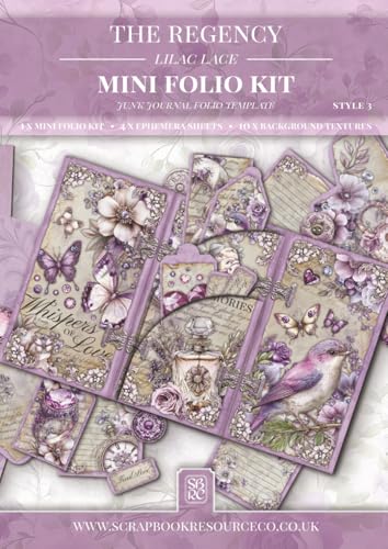 The Regency Lilac Lace Mini Folio Kit: Junk Journal Folio Template Style 3