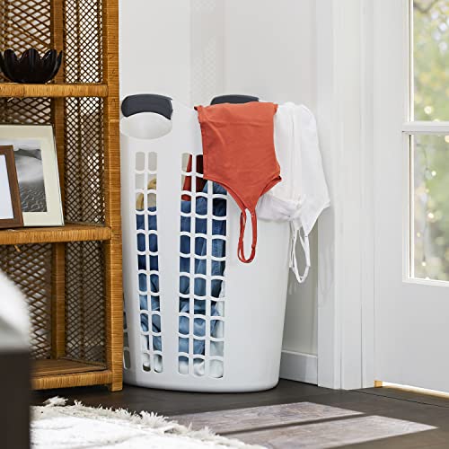 Gracious Living 91786-5C Easy Carry Flex 87.5 Liter Dirty Clothes Basket, Large Fully Ventilated Plastic Laundry Hamper Bin With Handles, White #TOP6