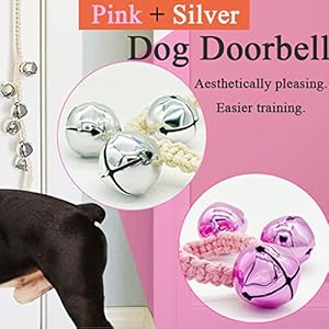 Dog-Hanging-Doorbells-Extra-Loud-Dog-Potty-Training-Bells-Adjustable-Durable-Braided-Rope-Door-Bell-for-Dogs-to-Ring-to-Go-OutsideSilverPink - Cucciolini Doodles   Dog-Hanging-Doorbells-Extra-Loud-Dog-Potty-Training-Bells-Adjustable-Durable-Braided-Rope-Door-Bell-for-Dogs-to-Ring-to-Go-OutsideSilverPink