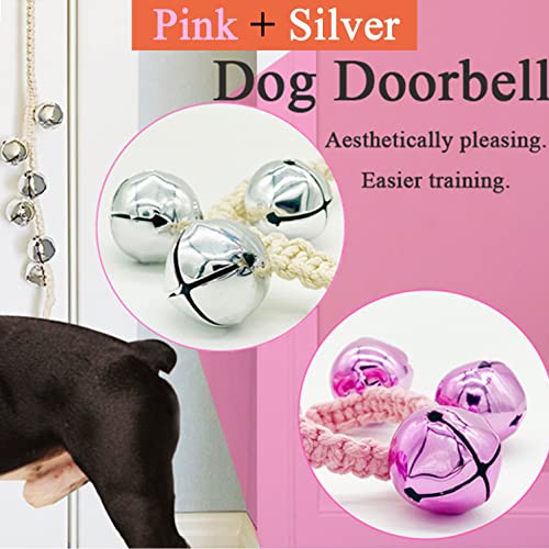Dog-Hanging-Doorbells-Extra-Loud-Dog-Potty-Training-Bells-Adjustable-Durable-Braided-Rope-Door-Bell-for-Dogs-to-Ring-to-Go-OutsideSilverPink - Cucciolini Doodles   Dog-Hanging-Doorbells-Extra-Loud-Dog-Potty-Training-Bells-Adjustable-Durable-Braided-Rope-Door-Bell-for-Dogs-to-Ring-to-Go-OutsideSilverPink