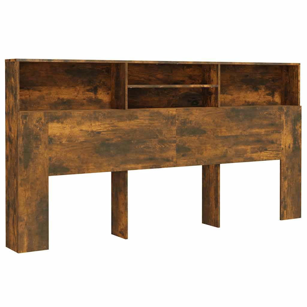 vidaXL Headboard Cabinet Bookcase Wall Bed Headboard Bed Backboard Cabinet Footboard Home Indoor Bedroom Furniture Accessory Smoked Oak — image 1