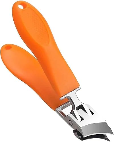 Tijeras para uñas y pies para uñas encarnadas, curvas, apertura de mandíbula ancha, tijeras de uñas antiflexión (naranja, 1 unidad)