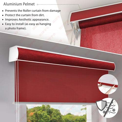 Image of HIPPO 180 GSM HDPE Outdoor Balcony Roller Blind, UV & Dust Protection Corded Roll Up and Down Light Filtering Blinds for Garden (Robin-Red, 3FTX5FT)