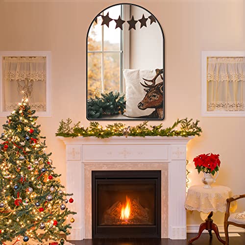Mylovelylands Black Arched Mirror 24X 36 Inch Arch Wall Mirror Brushed Metal Frame Wall Mounted Mirror For Bathroom Livingroom Bedroom Entryway #TOP3