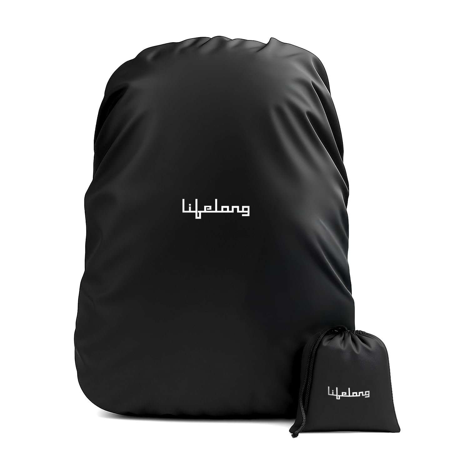 Lifelong Rain Cover for Backpack - Waterproof Dustproof Rain Cover Bag with Elastic Adjustable - Travel Accessories Bag Cover - Suitable for All Bag Sizes Upto 45Ltrs Rain Cover Bag (Black)
