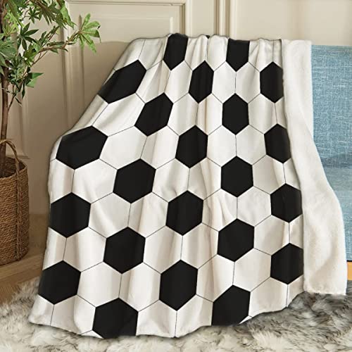 Ottoy Seamless Tile of Soccer Balls Pattern Blanket Gifts Plush Fuzzy Cozy Soft Lightweight Blankets for Couch Air-Conditioning Quilts Decor Blanket for Chirstmas Birthday 80