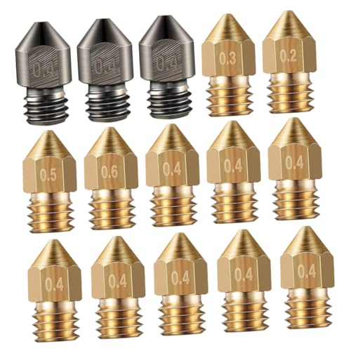 Cabilock 15pcs Printer Extruder Nozzles Brass and Hardened Steel Easy to Change Solving Plugging Issues Compatible with 