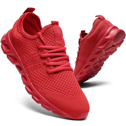 Tvtaop Running Shoes Womens Sneakers Tennis Walking Workout Gym Shoes Lightweight Comfortable Trail Running,Red,Women's Size 5.5