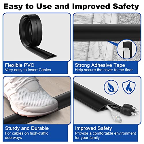 image for LZEOY 8FT White Low Profile Wire Cover - Extension Cord Cover, Tough C