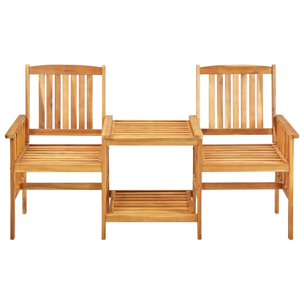 Garten-Bistro-Set, 2-Sitzer Gartenbank mit integriertem Tisch, aus massivem Akazienholz, geölt, inkl. bequemer Sitzpolster in Taupe, für Terrasse und Balkon, 159 x 61 x 92 cm