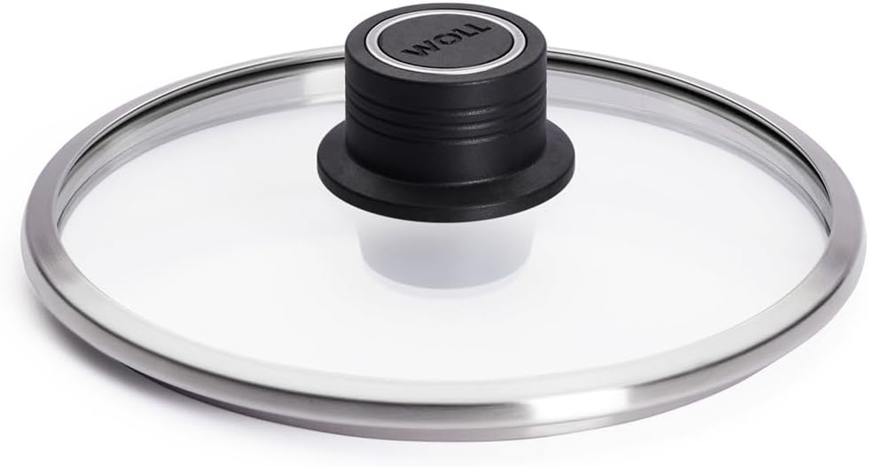 Woll ECO LOGIC SAFETY GLASS LID 7" Made in Germany. Clear,Heat-Resistant Tempered Glass with a Secure Steam-Vented Fit. Dishwasher & Oven Safe to 392F