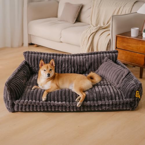 FUNNY FUZZY Dog Bed for Large Dogs Washable Fluffy Removable Orthopedic Pet Couch with Pillow 3926.315.7