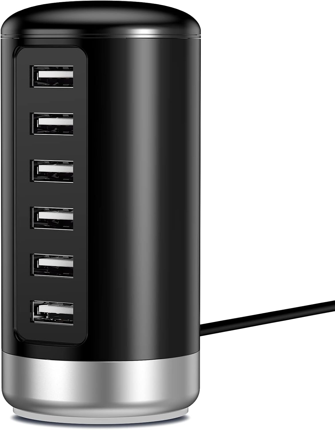 Getop 150W Desktop Fast Charger & Charging Station for Multiple Devices, Universal USB C & USB-A 6-Port Charging Tower Hub for iPhone, iPad, Samsung Galaxy, Google Pixel, Smart Watch and More (Silver)