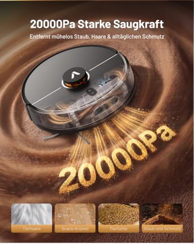 VONKO S6 Turbo Saugroboter mit Wischfunktion und Absaugstation, 20000Pa Saugkraft,LiDAR 2.0 Laser Navigation… – Ansicht 2