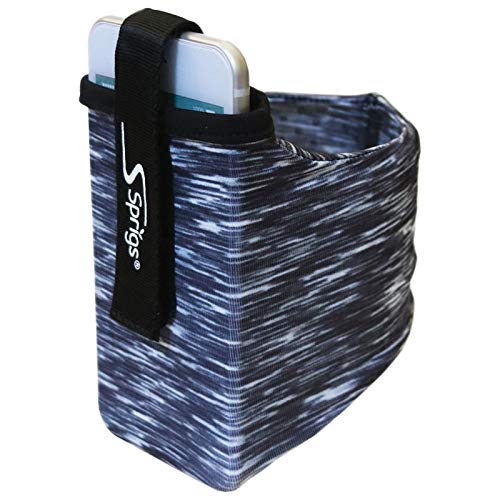 SPRIGS Armband for iPhone 11/x/xr/8/7 Plus, Galaxy S10/S9, Google Pixel 4. Lightweight & Comfortable Running Armband, Stretches - Black Melange, Medium