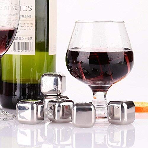 Arpoador Whisky ST1S Cubitos de Hielo 8 pcs Chilling ST1 de Acero Inoxidable Reutilizable de Whisky Vino