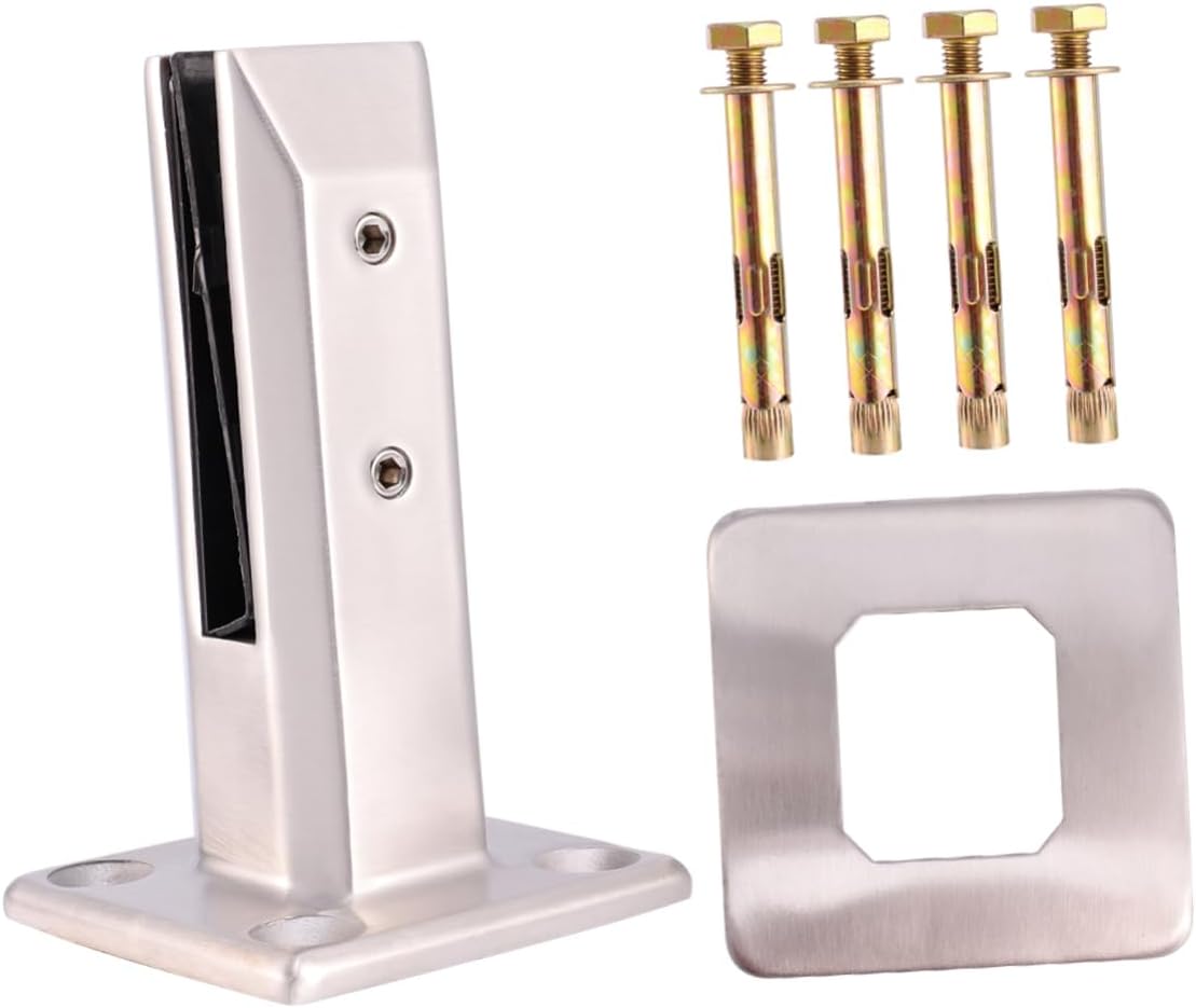 NUOBESTY Stainless Steel Glass Clamp Durable Punch Glass Bracket for Easy Installation Stainless Steel Glass Fixing Tool with Lid and Screw for Daily Use Bright Silver