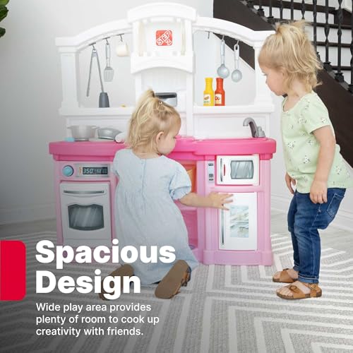 Step2 Fun with Friends Kids Kitchen Playset, Indoor/Outdoor Kitchenette, Interactive Play with Lights and Sounds, Durable Plastic, Includes 25 Piece Toy Accessories, Toddlers 2+ Years Old, Pink - image 7