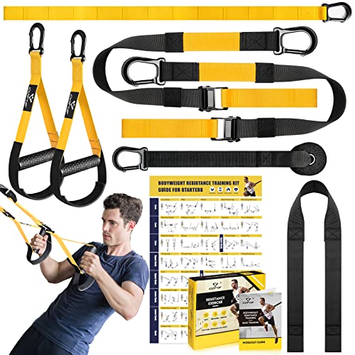 Home Resistance Training Kit, Yellow Resistance Trainer Exercise Straps With Handles, Door Anchor And Carrying Bag For Home Gym, Bodyweight Resistance Workout Straps For Indoor & Outdoor #TOP8