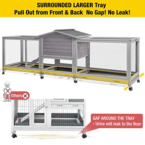 Aivituvin AIR65 Rabbit Hutch 93.7 Inch Large Rabbit Cage Indoor Outdoor Guinea Pig Cage Chicken Coop thumb #2
