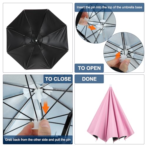 Patikil PTA240312TT000045 Umbrella Hat, 27 Inch Hands-Free Fishing Umbrella Hat Elastic Headband Folding Sun Rain Cap thumb #4