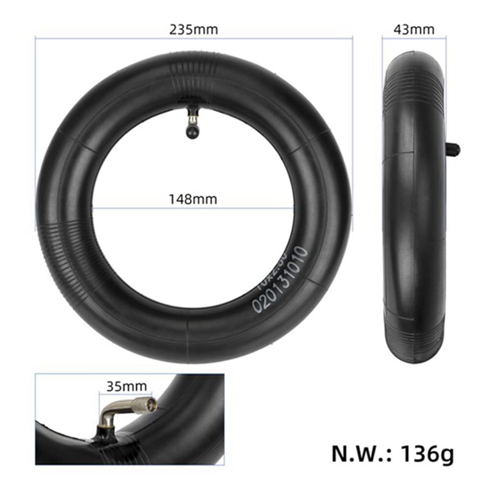 Chambre A Air 10 Pouces Chambre à Air Pour Scooter Électrique 10x2.5 (60/70-6.5) - SYACHI - Valve 90° - Caoutchouc Butyle Épais - Compatible Zero 10X, VSETT, Ninebot Max Pneu Scooter Ninebot Max
