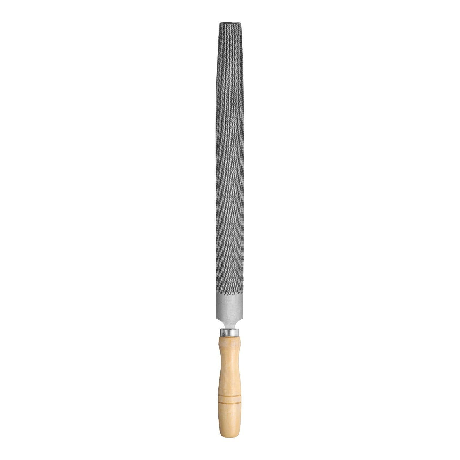 sourcing map 14" Half Round Medium Cut File Double Cut Teeth Medium Metal File High Carbon Steel T12 with Wood Handle for Metal Wood Tool Sharpener, Gray