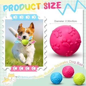 24 Pieces Squeaky Balls for Dogs Rubber Squeaky Dog Toys Bulk 2.36 Inch Dog Toys Ball Interactive Chewing Ball for Medium and Small Dogs Puppy, 3 Colors (Dog Paw Style)