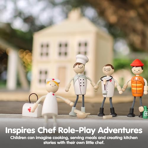 Muñeca Chef de Madera Poseable PlanToys 1:12 miniatura 5