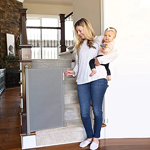Einziehbares Babygitter für Treppen, Türschutzgitter Mit Schloss, Erweiterbar auf bis zu 150 cm breites Hundegitter für Treppen, Türen, Flure, drinnen und draußen