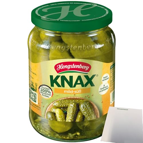 usy Bundle für Hengstenberg Knax Gewürzgurken mild-süß (360g ATG Glas) + usy Block