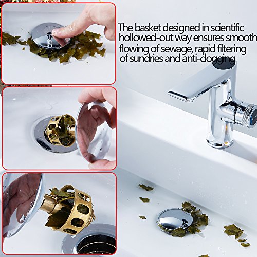 Bathroom Sink Drain, Vessel Sink Pop Up Drain With Detachable Basket Stopper,Anti-Explosion And Anti-Clogging Drain Strainer, Sink Drain Assembly Without Overflow Polished Chrome, REGALMIX RWF082A