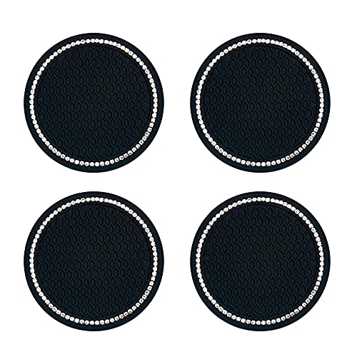 XHNFCU 4 Unidades Posavasos de Coche Universal Antideslizante de Silicona Portavasos de Coche Posavasos de Diamantes de Imitación de Cristal Accesorios Interiores de Coche