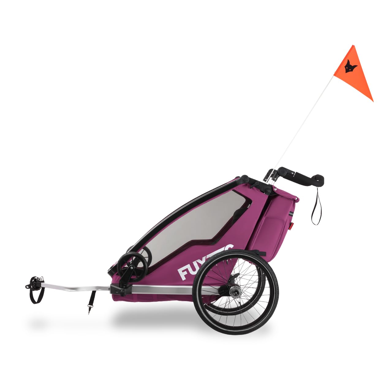 FUXTEC Remorque de vélo 2 en 1 avec vélo de jogging FX-FA1 avec remorque pour 2 enfants en aluminium – Remorque pliable pour enfant avec protection contre la pluie et le soleil