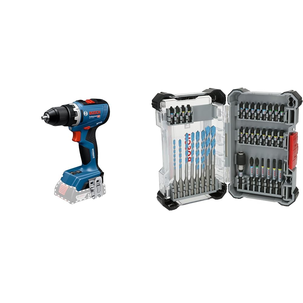 Professional 18V System atornillador a batería GSR 18V-65 (motor Brushless sin escobillas, longitud del cabezal 166, sin batería/cargador) + Bosch 35 x PRO Impact Mixed Set de 35 piezas