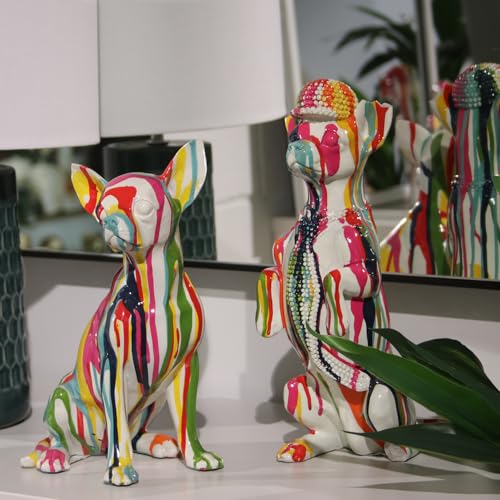 Statue de chien en résine multicolore 30cm pour décoration - 7