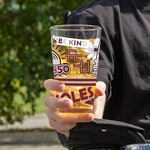 Image of Logo Brands NCAA 16 oz Pint Glass - Durable Glass With Bold Team Color- Chip-Resistant Rim Drinkware For Fans, Tailgates, Home Bars & Everyday Use