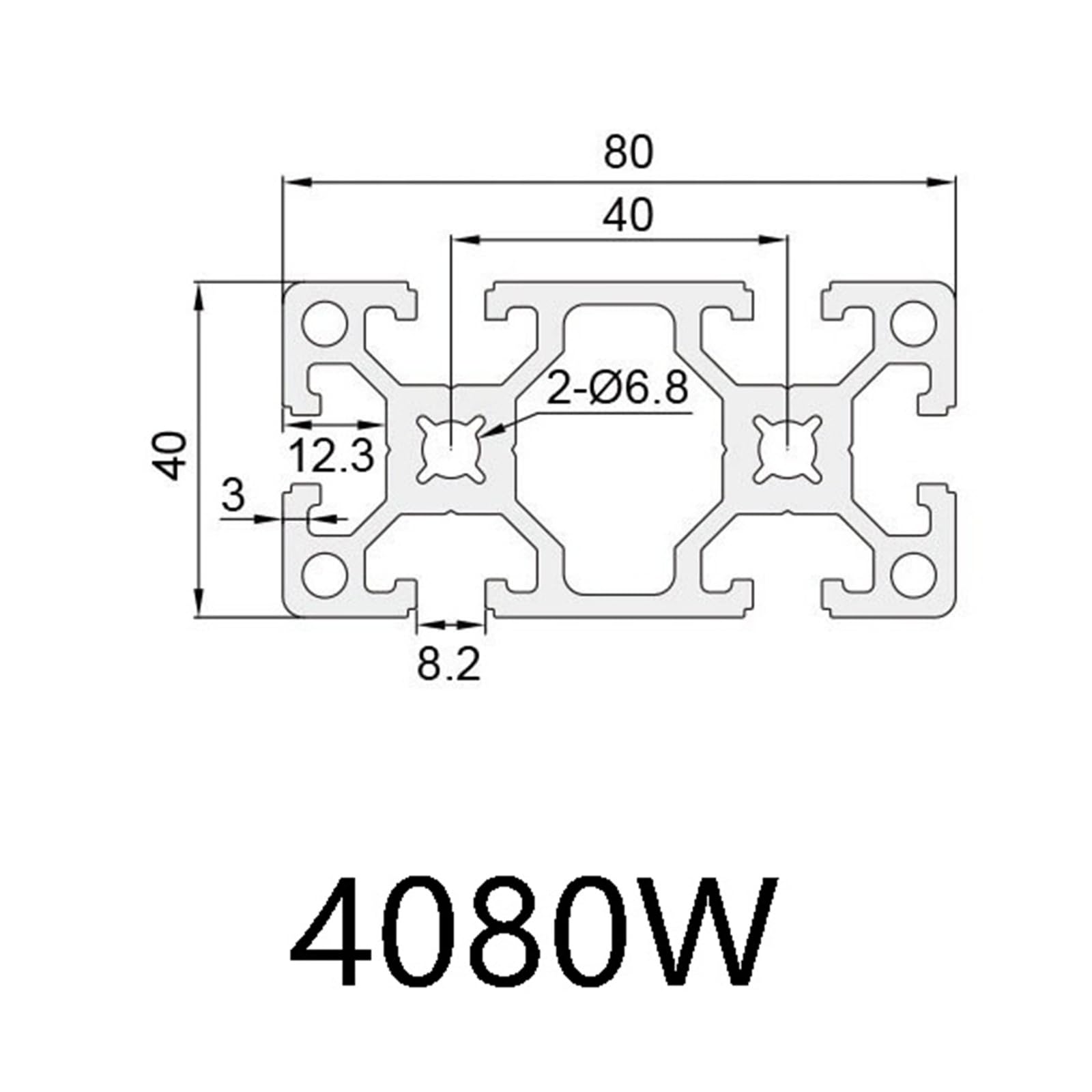 GTPBAO Perfil de aluminio 4080 de extrusión de 500 mm (19,69") de largo, estándar europeo, de 3 mm de espesor, resistente, for estructuras de cercas. Carril extruido(Silver)