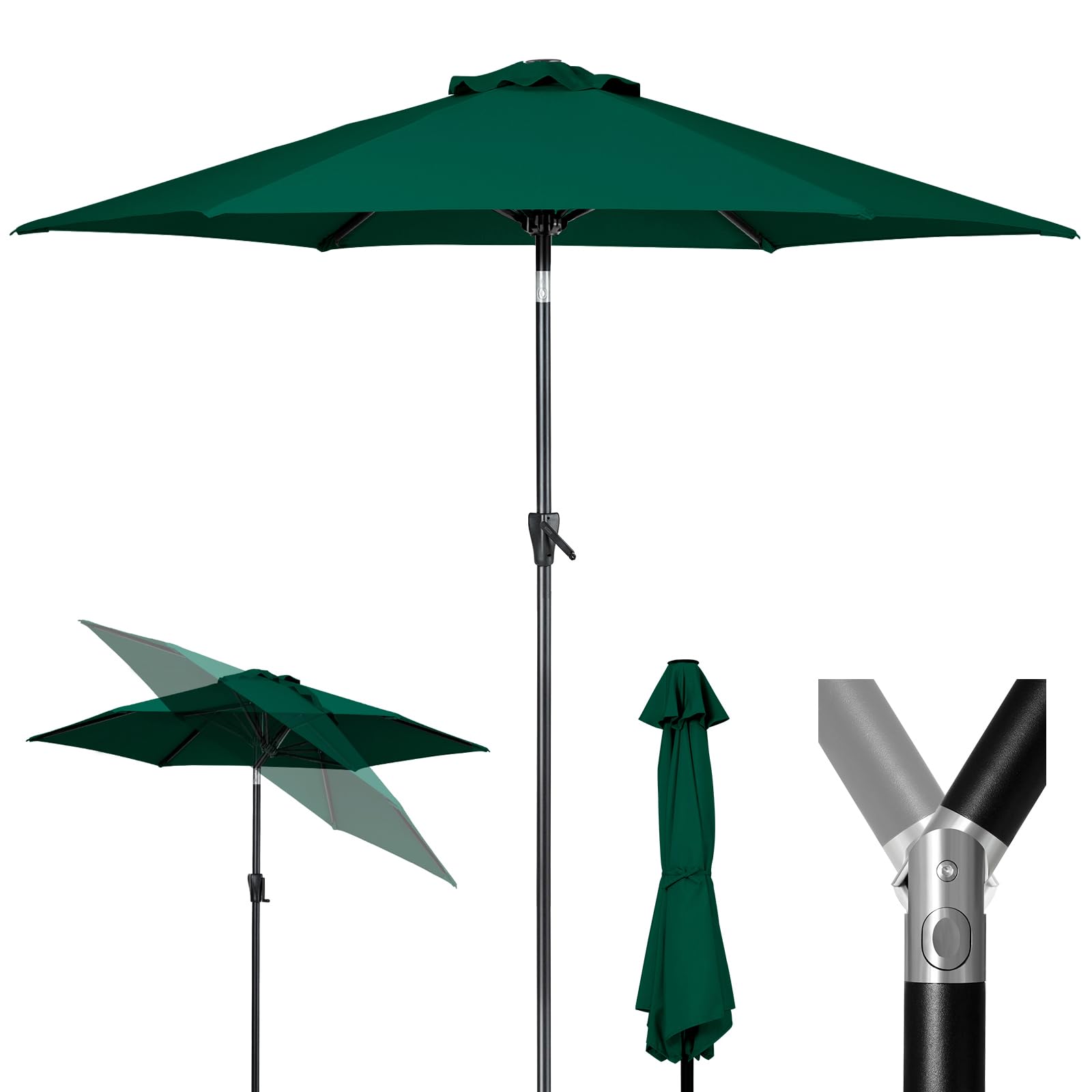 Patio Market Outdoor Table Umbrella with Push Button Tilt and Crank, Large Sun Umbrella with Sturdy Pole & Fade Resistant Canopy, Easy to Set